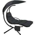 tectake Hangstoel Elaria met zonnedak en zijvak - zwart, Tuin en Terras, Verzenden, Nieuw