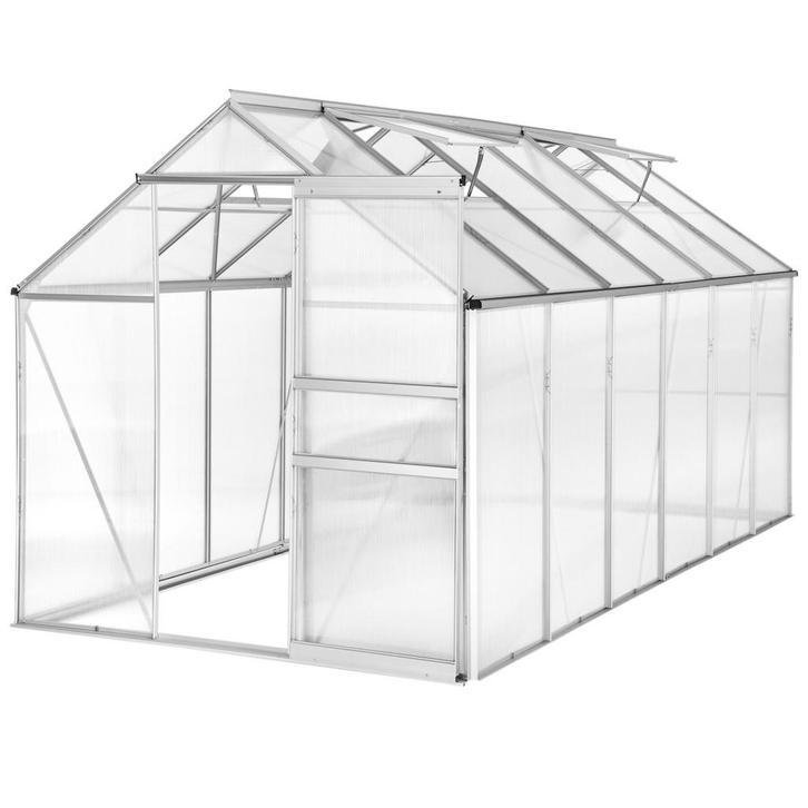 tectake Kweekkas van aluminium, uv-bestendig, 185x375x195cm, Tuin en Terras, Kweekspullen, Verzenden