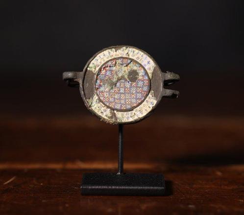 Romein brons emailleerde disc broche fibula - 3.5 cm, Verzamelen, Mineralen en Fossielen
