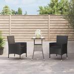 vidaXL Ensemble de bistro de jardin 3 pcs coussins noir, Tuin en Terras, Verzenden