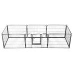 vidaXL Hondenren met 8 panelen 80x60 cm staal zwart, Dieren en Toebehoren, Verzenden, Nieuw