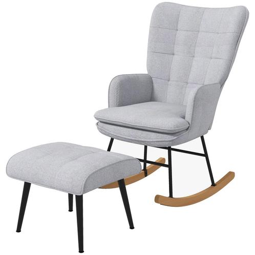Schommelstoel - Comfortabel - Gestoffeerd - Grijs, Huis en Inrichting, Fauteuils, Nieuw, Stof, Ophalen of Verzenden