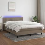 vidaXL Boxspring met matras en LED stof taupe 140x200 cm, Huis en Inrichting, Slaapkamer | Bedden, Verzenden, Nieuw