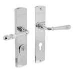 Achterdeur beslag Helena op schild 72mm verchroomd met ke..., Doe-het-zelf en Bouw, Ophalen of Verzenden, Nieuw, Chroom, Klink of Kruk