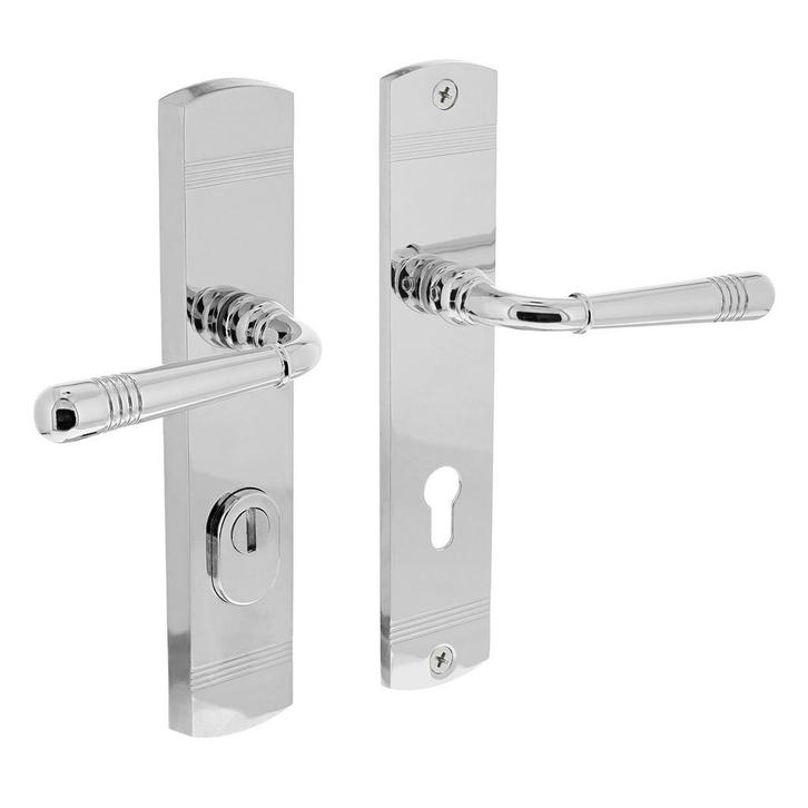 Achterdeur beslag Helena op schild 72mm verchroomd met ke..., Doe-het-zelf en Bouw, Hang- en Sluitwerk, Klink of Kruk, Nieuw, Chroom