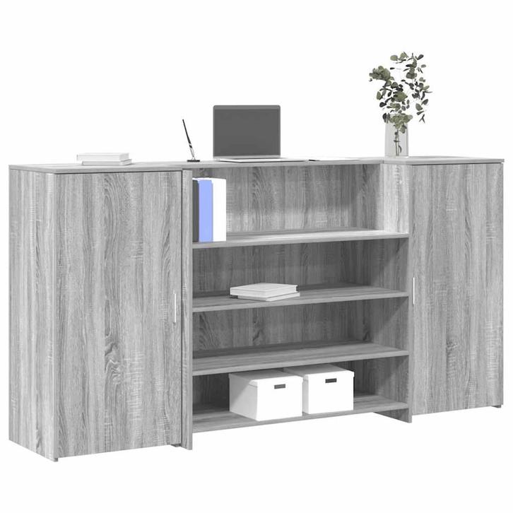 vidaXL Receptiebalie 200x50x103,5 cm bewerkt hout grijs, Huis en Inrichting, Bureaus, Nieuw, Verzenden