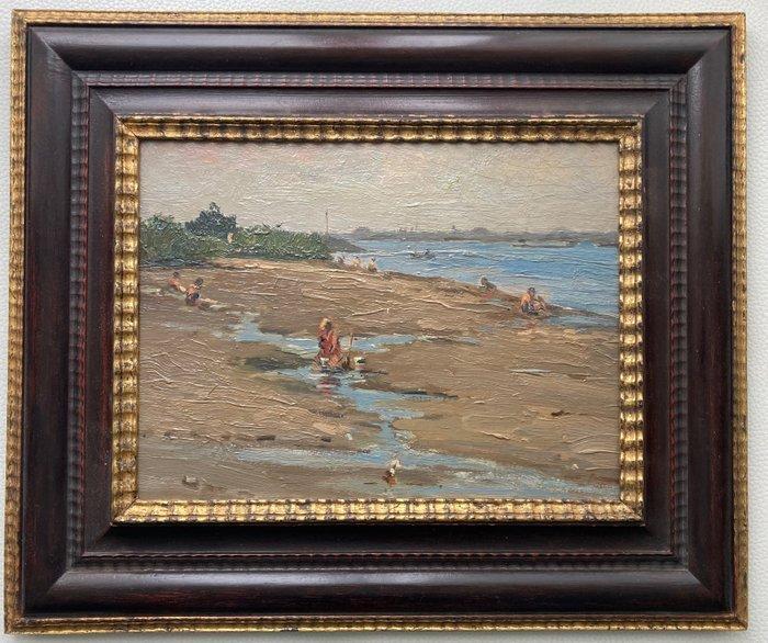 Cor Noltee (1903-1967)Attrib.to - Strandje langs de rivier, Antiek en Kunst, Kunst | Schilderijen | Klassiek