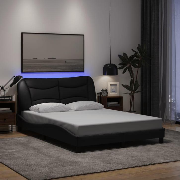 vidaXL Bedframe met LED zonder matras Hvar 120x200 cm stof, Huis en Inrichting, Slaapkamer | Bedden, Nieuw, Verzenden