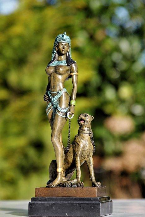 Statue, cleopatra - 25 cm - marbre bronzé, Antiek en Kunst, Kunst | Designobjecten