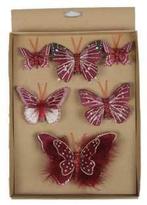Vlinders Mengsel Burgundy 6 stuks met clip, Hobby & Loisirs créatifs