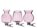 Gekleurd glazen flesje clipper roze  set van 3 met clip, Hobby en Vrije tijd, Nieuw