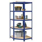 vidaXL Hoekrek 5-laags staal en bewerkt hout blauw, Huis en Inrichting, Verzenden, Nieuw