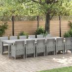 vidaXL Tuin Eettafel Set 13 pcs Lichtgrijs Polt riet, Tuin en Terras, Verzenden, Nieuw