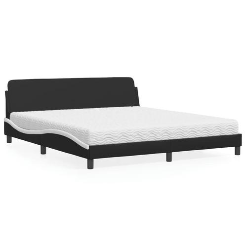vidaXL Lit avec matelas noir et blanc 180x200 cm, Maison & Meubles, Chambre à coucher | Lits, Neuf, Envoi