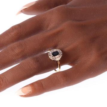 Bague - 18 carats Or jaune - 0.65ct. tw. Saphir - Diamant -