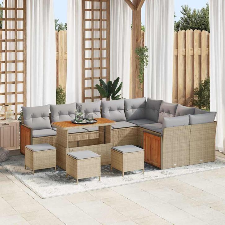 vidaXL Tuinbank Set 13 pcs Beige en lichtgrijs 110 x 55 x 71, Tuin en Terras, Tuinsets en Loungesets, Nieuw, Verzenden