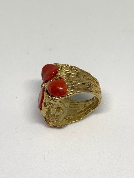 Bloedkoraal - Zilver - Ring - koraal ring, Bijoux, Sacs & Beauté, Bagues