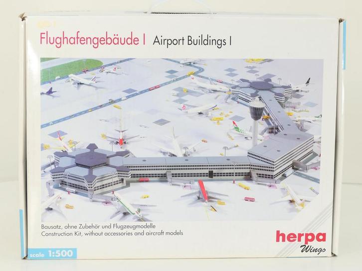Schaal 1:500 Herpa 519687 luchthavengebouwen set #8287, Hobby en Vrije tijd, Modelbouw | Vliegtuigen en Helikopters, Gebruikt