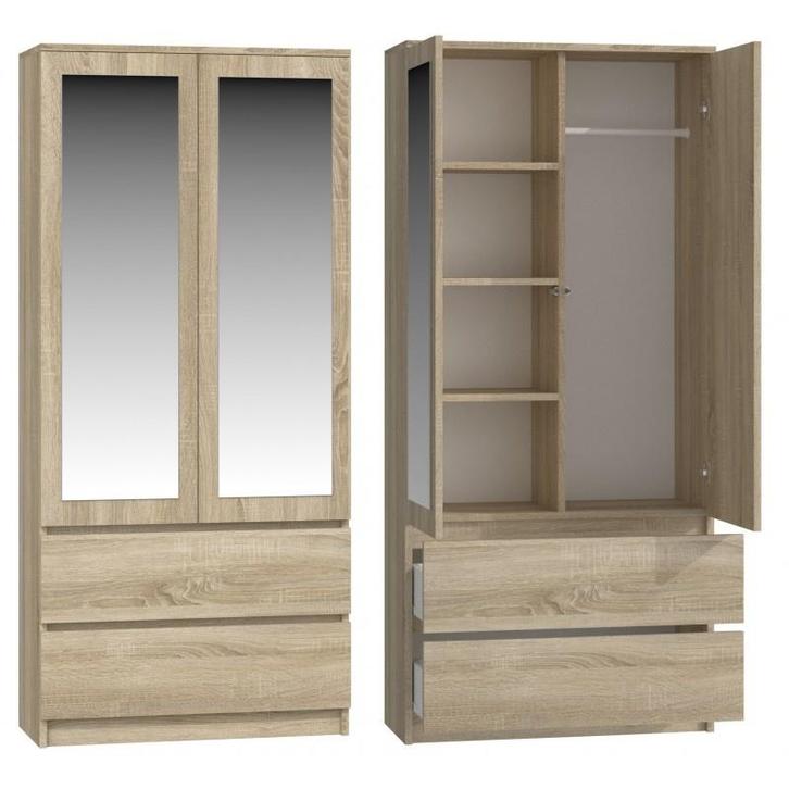 kledingkast Licht Eiken Met Spiegel Licht Eiken (Slaapkamer), Huis en Inrichting, Kasten | Kleerkasten, 50 tot 75 cm, Met deur(en)
