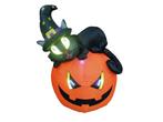 Opblaasbare Halloween Pompoen Met Kat 150cm Met LED, Nieuw