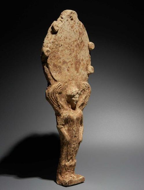 Oud-Grieks Terracotta Votiefspiegel. 5e eeuw v.Chr. 37 cm H., Verzamelen, Mineralen en Fossielen