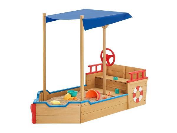 Veiling - Houten Speelzandbak - Piratenschip - Incl. Bodempl, Kinderen en Baby's, Speelgoed | Buiten | Zandbakken, Nieuw