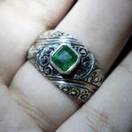 Zonder Minimumprijs - Zegelring Zilver - 1.22ct. tw. Smaragd