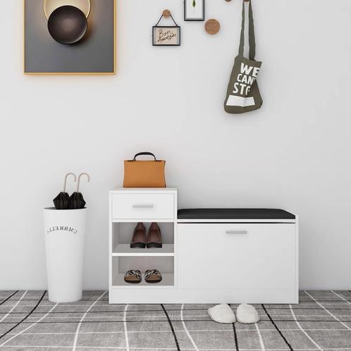 vidaXL Schoenenbank 94,5x31x57 cm bewerkt hout wit, Huis en Inrichting, Kasten | Schoenenkasten, Nieuw, Verzenden