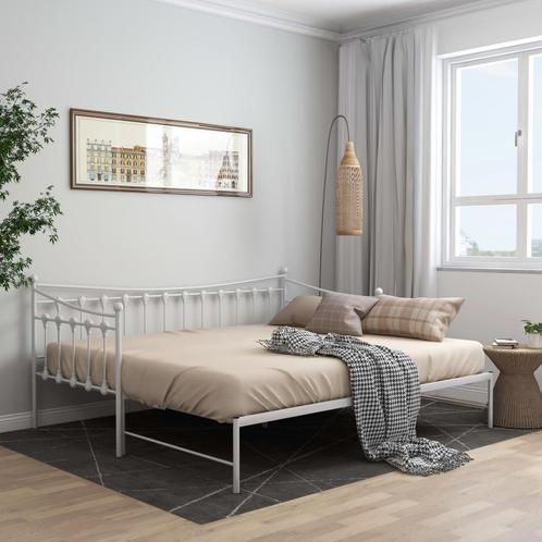 vidaXL Cadre de canapé-lit extensible Blanc Métal 90x200, Maison & Meubles, Chambre à coucher | Lits, Neuf, Envoi