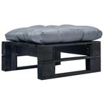 vidaXL Tuinpoef met grijs kussen pallet hout zwart, Tuin en Terras, Verzenden, Nieuw