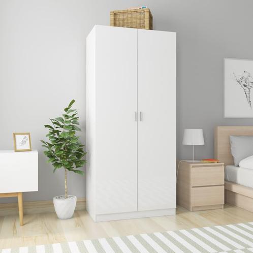 vidaXL Kledingkast 90x52x200 cm bewerkt hout hoogglans wit, Huis en Inrichting, Kasten | Kleerkasten, Nieuw, Verzenden
