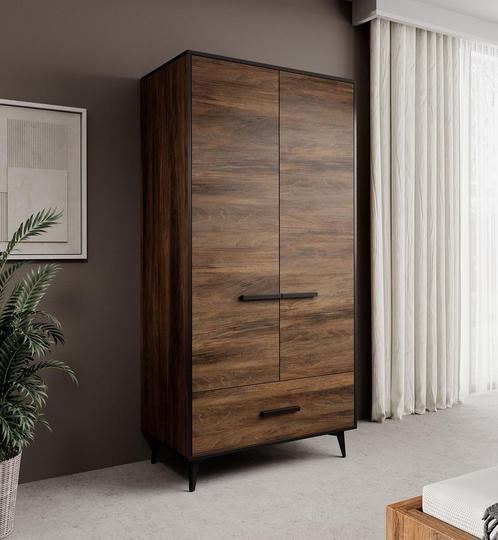 Kledingkast donker eiken 92x40x185 met klapdeuren, Huis en Inrichting, Kasten | Overige, Nieuw, Verzenden
