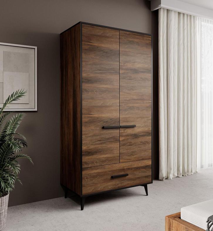 Kledingkast donker eiken 92x40x185 met klapdeuren, Huis en Inrichting, Kasten | Overige, Nieuw, Verzenden