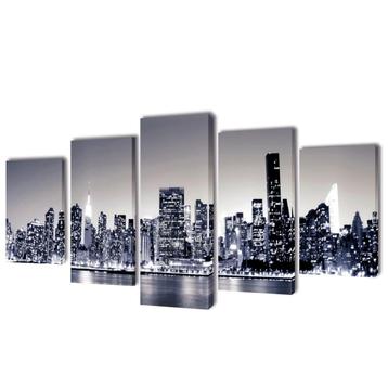 vidaXL Canvas muurdruk set monochroom New York skyline 100 x beschikbaar voor biedingen