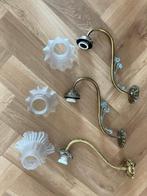 Lampe murale (3) - Laiton, Verre - 3 appliques dart nouveau