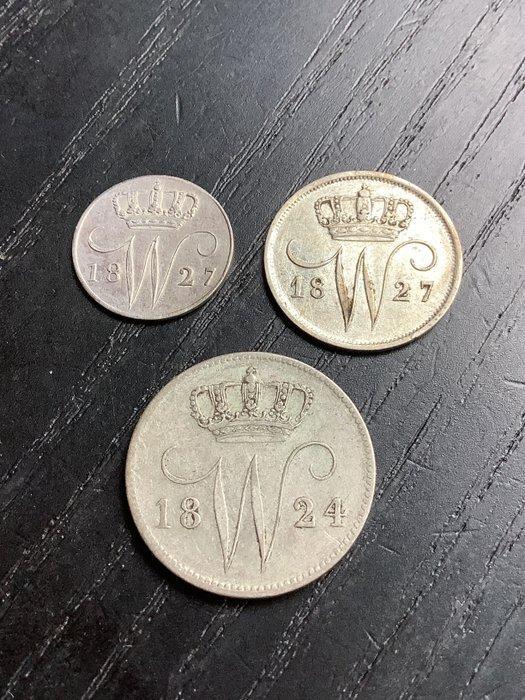 Nederland. Willem I. 1824-1827 (Zonder minimumprijs), Timbres & Monnaies, Monnaies | Pays-Bas