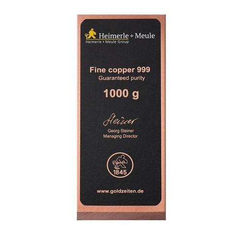 1 kilogram Koper - .999 - Heimerle + Meule. (Zonder, Postzegels en Munten, Edelmetalen en Baren