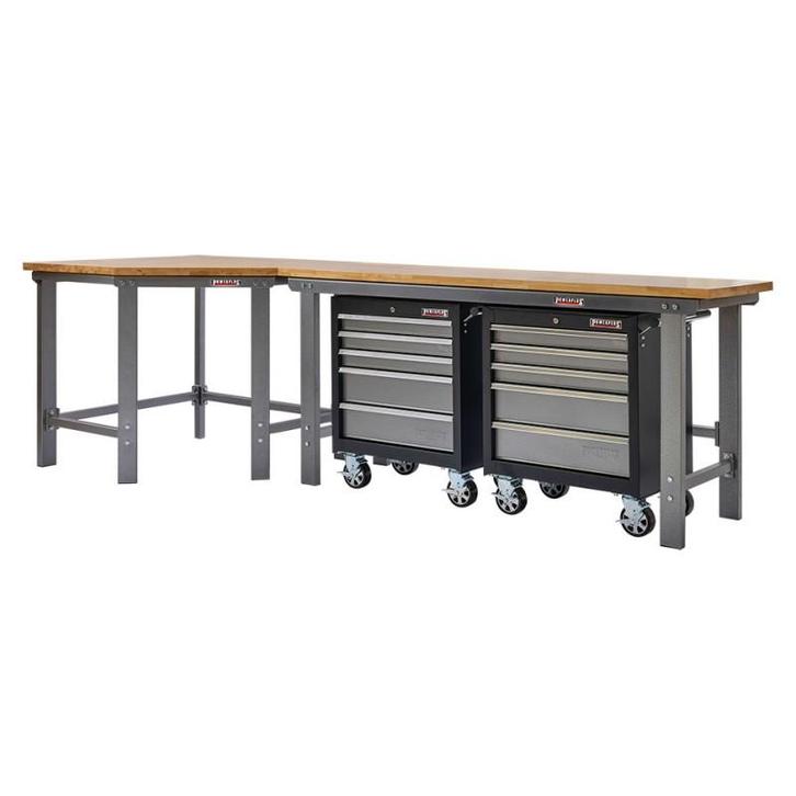 Werkbank hoekopstelling - Hoek werkbank 310 cm lang grijs, Doe-het-zelf en Bouw, Werkbanken, Ophalen of Verzenden