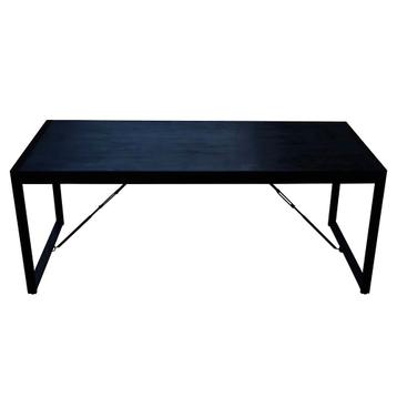 Mangohouten Eettafel Rechthoek Duncan 200 cm Zwart, Huis en Inrichting, Verzenden, 50 tot 100 cm, Industriële meubels, Rechthoekig