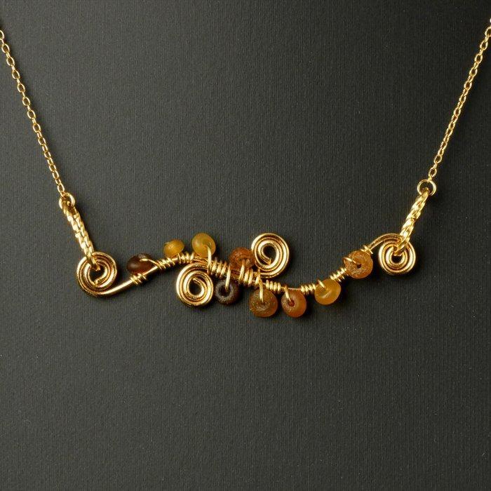 Oud-Romeins Halsketting met metaalwaaierige Romeinse kralen, Antiek en Kunst, Antiek | Overige Antiek