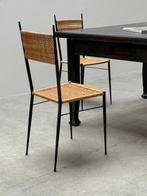 Chaise - Chêne, Laiton, Rotin - Table à manger et 4 chaises