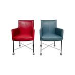 Zitgroep - Synthetisch leder - Twee fauteuils met stabiel, Antiek en Kunst