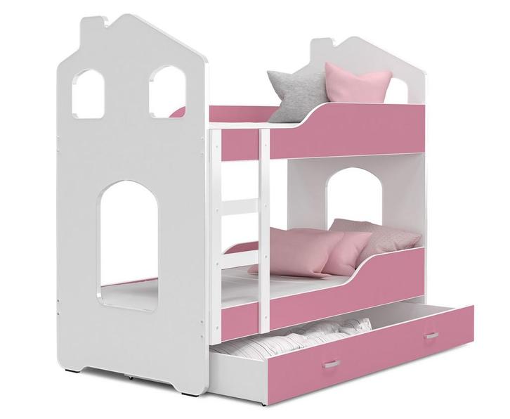 Stapelbed voor kinderen - 180x80 cm - met lade - wit roze, Kinderen en Baby's, Kinderkamer | Bedden, Nieuw, Ophalen of Verzenden