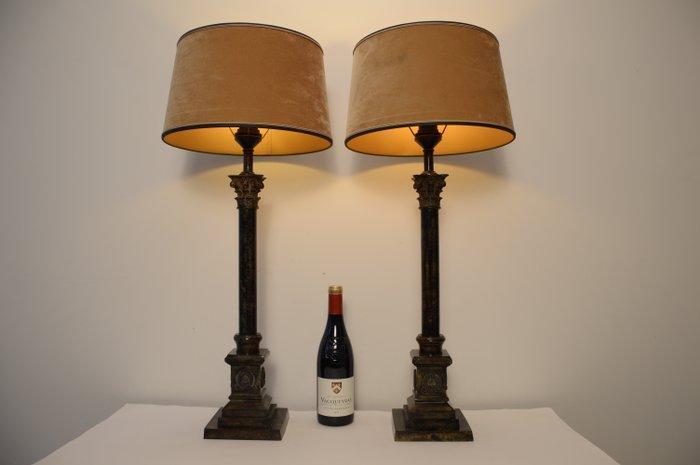 Tafellamp (2) - Set zware empire-stijl tafellampen - Metaal,, Antiek en Kunst, Curiosa en Brocante