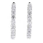 Hoepel oorbellen - 14 karaat Witgoud - 10.19ct. tw. Diamant