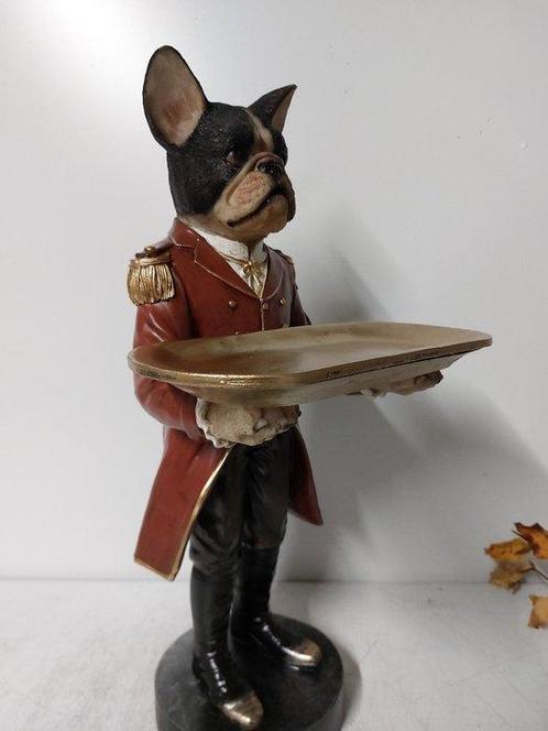 Beeld, french  buldog  as budhler with plateau - 50 cm -, Antiek en Kunst, Kunst | Designobjecten