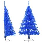vidaXL Kunstkerstboom met standaard half 150 cm PVC blauw, Diversen, Kerst, Verzenden, Nieuw