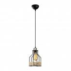 Industriële hanglamp zwart touw 17 cm | Terkio, Verzenden