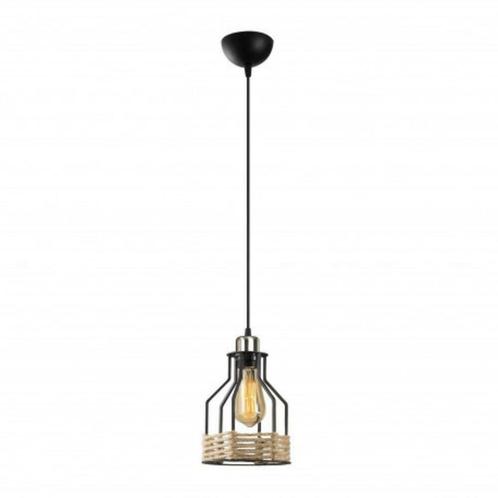 Industriële hanglamp zwart touw 17 cm | Terkio, Huis en Inrichting, Lampen | Hanglampen, Nieuw, Overige materialen, Verzenden