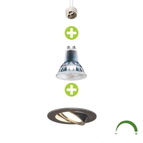 Dimbare LED Inbouwspot 5,5W rond 70mm zilver Netstroom, Huis en Inrichting, Lampen | Spots, Plafondspot of Wandspot, Nieuw, Overige materialen